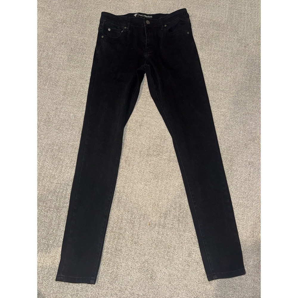 VALABASAS Men's Black Skinny Jeans Size 30x30 Solid 5-Pocket Logo Denim